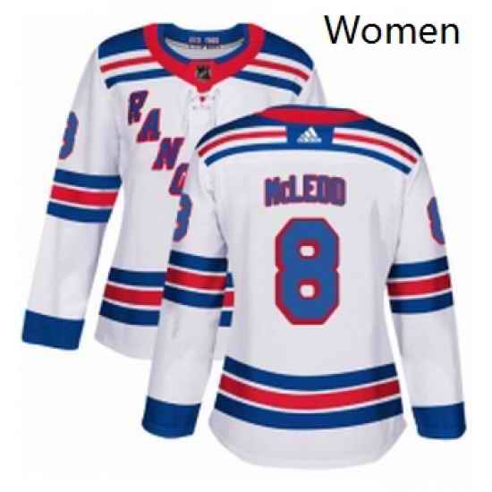 Womens Adidas New York Rangers 8 Cody McLeod Authentic White Away NHL Jersey